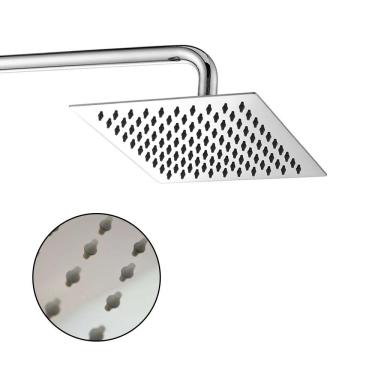Imagem de Chuveiro Ducha Inox 20x20 Cromado Slim Suporte Redondo Banheiro Area Externa Banho Piscina