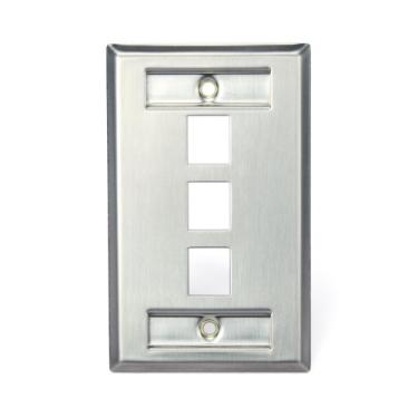 Imagem de Leviton 43080-1L3 QuickPort, entrada única, 3 portas, aço inoxidável, com janela de designação