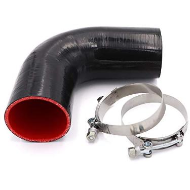 Imagem de Mangueira de silicone para acoplador de cotovelo de 90 graus, 4 camadas, 89 mm para turbo/intercooler/tubulação de admissão, comprimento 102 mm de espessura 5 mm com grampo T-Bolt