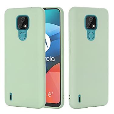 Imagem de YUNCHAO Caixa de telefone Para Motorola Moto E7 2020 Pure Color Liquid Silicone Chegar à prova de choque de choques de cobertura capa para celular