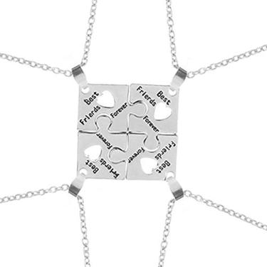 Imagem de Sisadodo Colar Best Friend Friendship para 4, Best Friends Forever Friend Gravado, Quebra-Cabeça, Pingente de Amizade, Conjunto de Colares de Presente de Natal para Mulheres e Mulheres, Aço inoxidável