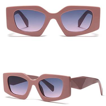 Imagem de Tendências Óculos de Sol Quadrado Azul Feminino Designer de Luxo Grande Retângulo Óculos de Sol UV400 Armação Geométrica Óculos de Moda, C3 rosa cinza rosa, tamanho único