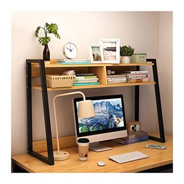 Imagem de Estante de mesa Estante Organizador de mesa Rack de armazenamento de escritório Prateleira de exibição multifuncional trapezoidal Suprimentos de escritório Acessórios de organizador de mesa Estante (Cor: Moldura preta, Tamanho: 115x32x65