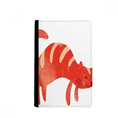 Imagem de Porta-passaporte vermelho sorrindo gato gordo animal aquarela notecase burse capa carteira porta-cartão, Multicolor
