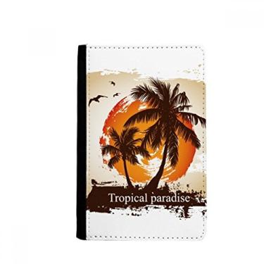 Imagem de Porta-passaporte com ilustração padrão de coqueiro praia notecase burse carteira capa porta-cartão, Multicolor