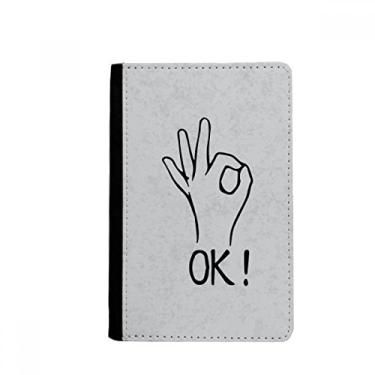 Imagem de Carteira preta OK personalizada com padrão de gestos porta-passaporte Notecase Burse capa para cartão, Multicolor