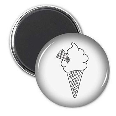 Imagem de Black Line Cream Soft Cones Ice Cream Adesivo Ímã Decoração Emblema Presente
