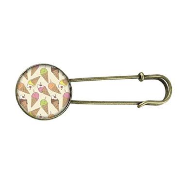 Imagem de Broche de metal retrô de sorvete de chocolate cereja creme clipe joias