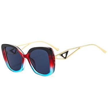 Imagem de Óculos de sol vintage olho de gato moda feminina design de luxo coração decoração óculos de sol lindos óculos coloridos uv400 óculos, c2 preto vermelho azul, tamanho único