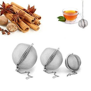 Imagem de Bola de infusor de chá - Filtro de chá de malha de aço inoxidável para folhas, filtro de ervas e especiarias espremer de frutas - Conjunto 3