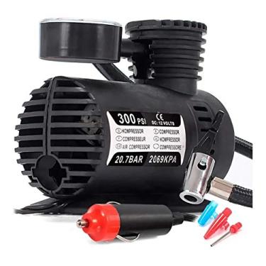Imagem de Compressor De Ar 12v 300 Psi Automotivo com 3 Bicos Adaptadores para Pneu de Carro Moto Bicicleta Bola Inflável