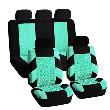 Imagem de FH Group Conjunto completo de capas de assento de carro de pano premium - ajuste universal, capas de assento dianteiro baixo traseiro, compatível com airbag, banco traseiro dividido, capa de assento