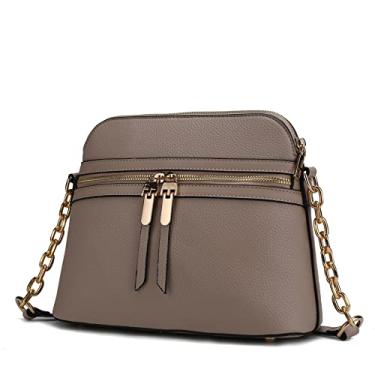 Imagem de Bolsa transversal MKF para mulheres – Bolsa de couro PU Bolso – Bolsa carteiro com vários bolsos, transversal de ombro, Kelis Taupe, Small