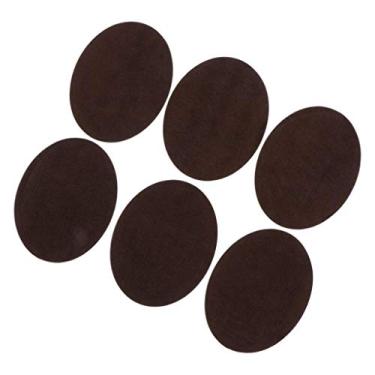 Imagem de perfektchoice Remendos de ferro em 6x remendos de reparo ovais de camurça cotovelos cotovelos adesivos de veludo para reparo de suéter artesanato kit de reparo para roupas jeans - café