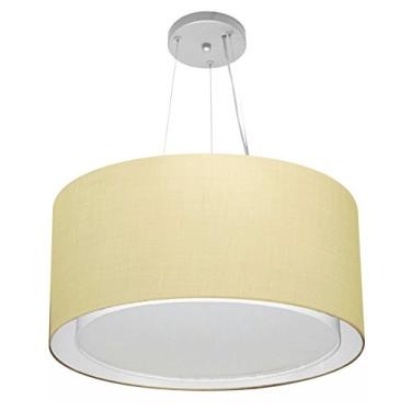 Imagem de Lustre Pendente Cilíndrico Duplo Cúpula Tecido 30/50x40 cm, Vivare Iluminação, Pendente4300 LA, Algodão Cru, Médio