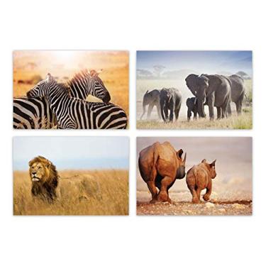 Imagem de Placas Decorativas Animais Safari para Sala 20x30cm Kit 4un