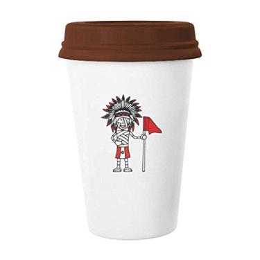 Imagem de Caneca de cerâmica com a bandeira vermelha do chefe peruano de futebol Mamãe Copo de café