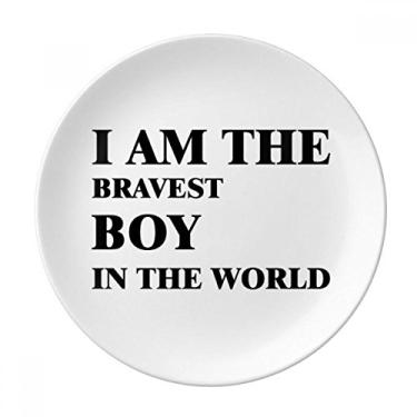 Imagem de Prato de porcelana decorativa I Am The Bravest Boy Prato de jantar