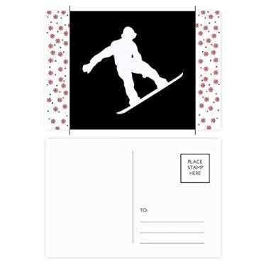 Imagem de Jumping Skateboarding Sport Black Outline Christmas Flower Celebration Cartão postal Blessing Mailing Card