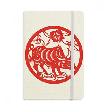 Imagem de Caderno de arte do zodíaco chinês cortado em papel Ox Animal Oficial em tecido capa dura Diário Clássico