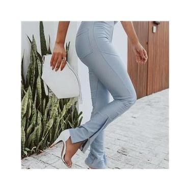 Imagem de Calça Skinny Cirrê com Zíper na Barra - azul bebê