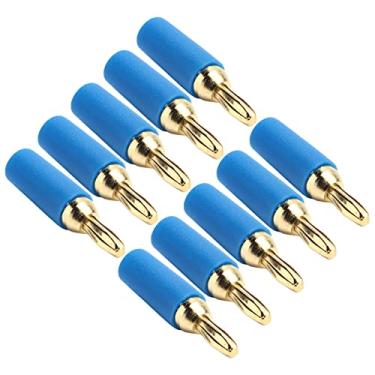 Imagem de Plugue Banana, 10Pcs Solda DIY Plugue Banana, 2,5mm Banhado a Ouro Tipo de Solda de Latão Conjunto de Acessórios Conector Masculino, placas de parede de distribuição elétrica (Azul)