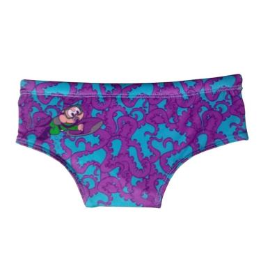 Imagem de Sunga de Natação Infantil Estampada UV+ Cebolinha Turma da Mônica M-Unissex