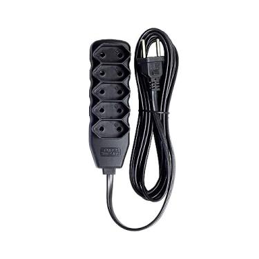 Imagem de Extensao 5 Tomadas Bipolar Preto 1,5M