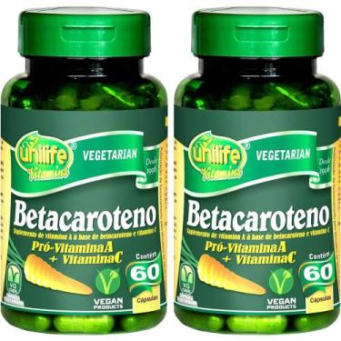 Imagem de Kit 2 Betacaroteno Pró Vitamina A + C Unilife 60 Cápsulas