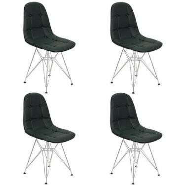 Imagem de Kit 4 Cadeiras Charles Eames Botonê Eiffel Base Metal - Lianto Decor