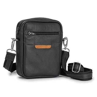 Imagem de Mini Bolsa Shoulder Bag Couro Legítimo Tiracolo Transversal (PRETO)