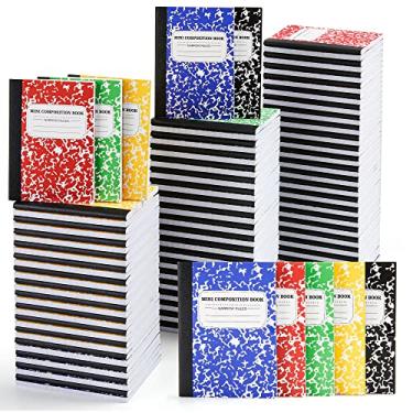 Imagem de feela Pacote de atacado com 120 minicadernos de redação, bloco de notas fofo de redação de bolso, cadernos pequenos para estudantes, material escolar, 11,4 x 8,3 cm, pautado estreito, 5 capas