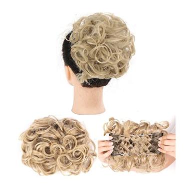 Imagem de Mulheres Bun Scrunchies Extensões de cabelo cacheado bagunçado coque updo peruca chignons pentes fáceis de esticar grampo em extensões de rabo de cavalo para mulheres Pão (Color : Q8-24-613)