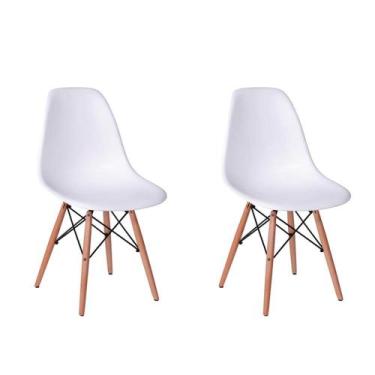 Imagem de Conjunto 2 Cadeiras Eiffel Base Madeira  Branco - Or Design