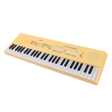 Imagem de Teclado de Piano Eletrônico de 54 Teclas Com Microfone Com Fio, Suporte para Gravação, Teclado de Música de Piano Eletrônico para Crianças (Amarelo)