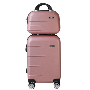 Imagem de Kit Mala de Bordo Silent Ipanema + Frasqueira - Padrão ANAC | Rígida em ABS | 4 Rodas Duplas 360° | Cadeado Numérico Integrado | Leve e Resistente (Rosé Gold)