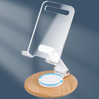 Imagem de Tomorotec Suporte de celular de acrílico transparente rotativo de 360°, suporte de telefone de ângulo ajustável para mesa, compatível com iPhone Samsung Galaxy Pixel, suporte de aço carbono resistente