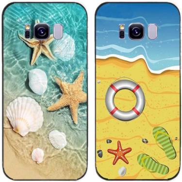 Imagem de 2 pçs praia mar concha estrela do mar impresso TPU gel silicone capa de telefone traseira para Samsung Galaxy todas as séries (Galaxy S8 Plus / S8+)