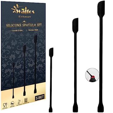 Imagem de Walfos Conjunto de 3 mini espátulas de silicone, pequenas espátulas para cosméticos, espátula de beleza reutilizável resistente ao calor de 315 °C, sem BPA, para cozinha, frascos de cosméticos,