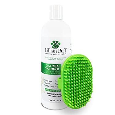 Imagem de Lillian Ruff Calming Oatmeal Pet Shampoo for Dry Skin & Itch Relief with Aloe & Hydrating Essential Oils - Replenish Moisture & Deodorize - Gentle Dog Shampoo for Normal/Sensitive Skin (16oz & Brush)