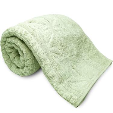 Imagem de Toalha de Rosto Dohler Confort 500 g/m2 100% Algodão Felpuda Macia - Barra Jacquard Aveludada 50 x 90 (Estrelas Verde 6845)