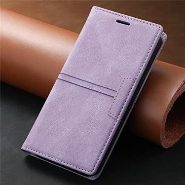 Imagem de Capa de telefone de couro ultrafino para Samsung Galaxy S9 S10 S20 FE S21 Plus S22 S23 Ultra Note 20 10 Capa magnética tipo carteira, roxa, para Samsung S20 FE 4G 5G