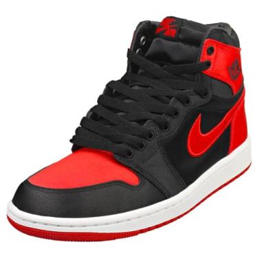Imagem de Nike Tênis feminino Air Jordan 1 High OG Satin Bred FD4810-061, Preto/vermelho universitário e branco, 6.5