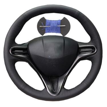 Imagem de O SHI CAR - Capa de volante de couro sintético azul para Honda Civic 2004-2011 8º MK8, 8 2006-2009 (3 raios), Old Civic 2004-2011 (3 raios)