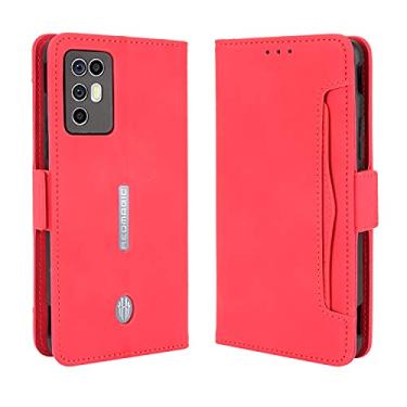 Imagem de Capa para ZTE Nubia Red Magic 6R, capa carteira de couro flip à prova de choque com suporte para cartão para ZTE Nubia Red Magic 6R (vermelha)