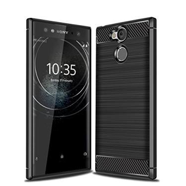 Imagem de Manyip Capa para Sony Xperia XA2 Ultra, capa de material de fibra de carbono, suave antiderrapante, macia, anti-impressões digitais, capa totalmente protetora para Sony Xperia XA2 Ultra