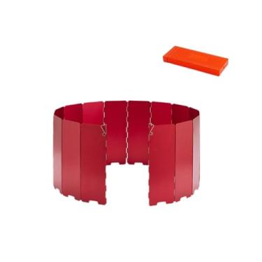 Imagem de shamjina Protetor de vento para fogão de acampamento, protetor de vento para fogão dobrável com bolsa de armazenamento, leve, protetor de vento para cozinhar, Vermelho