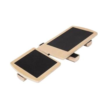 Imagem de YIJU Prancha de equilíbrio de madeira, prancha de equilíbrio de tornozelo, plataforma de treinamento de equilíbrio, estabilizador de tornozelo resistente,