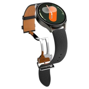 Imagem de Pulseira de couro genuíno Spigen Enzo projetada para Samsung Galaxy Watch 7 44/40 mm, FE 40 mm, 6/5/4 44/40 mm, Classic 6 47/43 mm, 5 Pro 45 mm, 4 Classic 46/42 mm, 3 41 mm, Active 1 e 2 Band - Preto