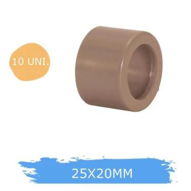 Imagem de 10 Buchas Redução Soldável Curta 3/4X1/2 25X20MM Marrom PVC - FORTLEV